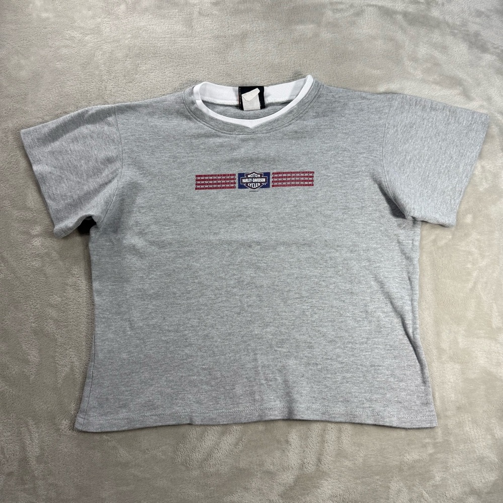 Vintage 2002 Harley Davidson Daytona Beach, FL Patriotic Women Shirt Sz L